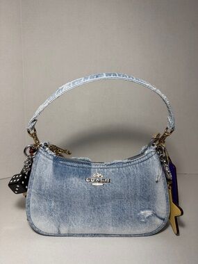 Teri Shoulder Bag In Loved Denim With Charms